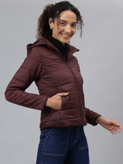 Richlook Women Maroon Full Zipper Hoodie Jacket