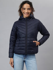 Richlook Women Navy Full Zipper Hoodie Jacket