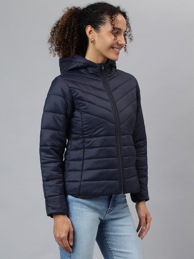 Richlook Women Navy Full Zipper Hoodie Jacket