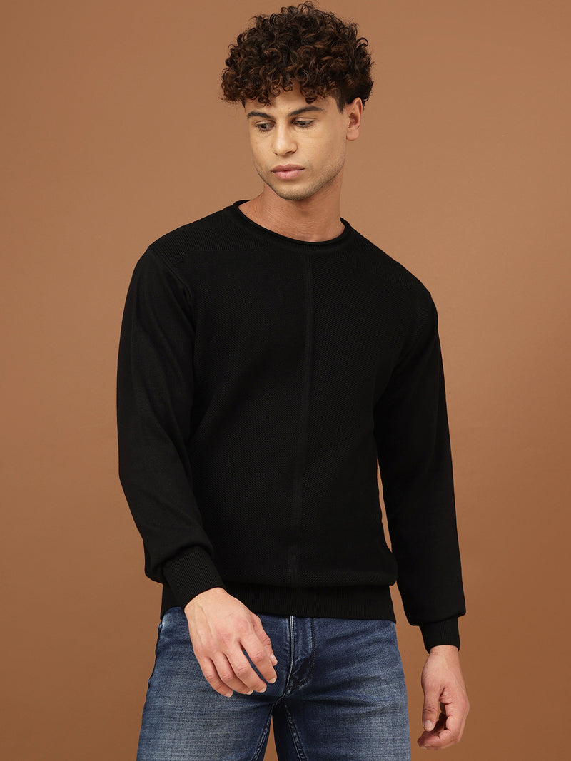 Richlook Men Self Design Sweater