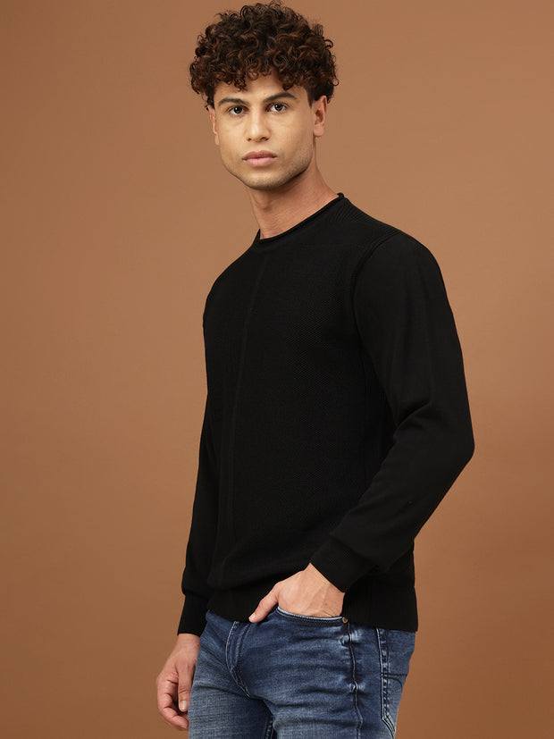 Richlook Men Self Design Sweater