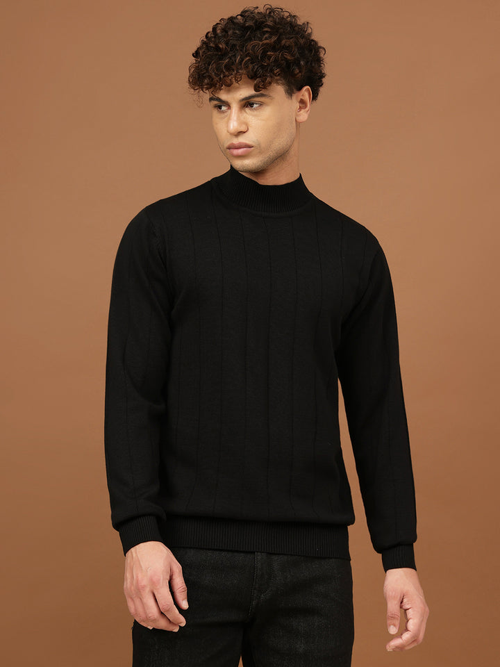 Richlook Men Black Knit Sweater