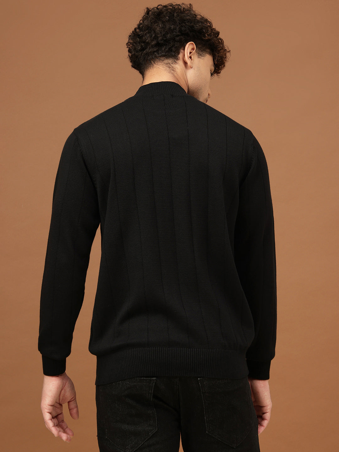 Richlook Men Black Knit Sweater