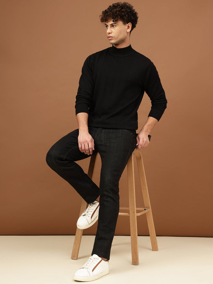 Richlook Men Black Knit Sweater