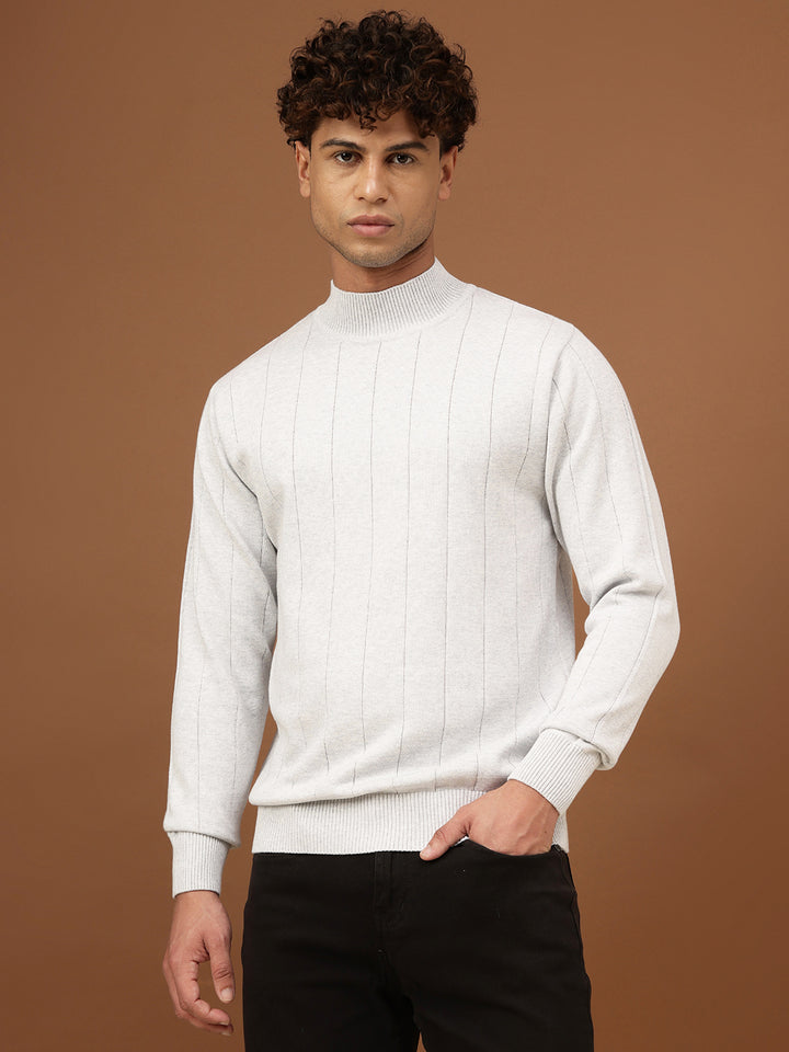 Richlook Men Crew Neck Natural Grey Sweater