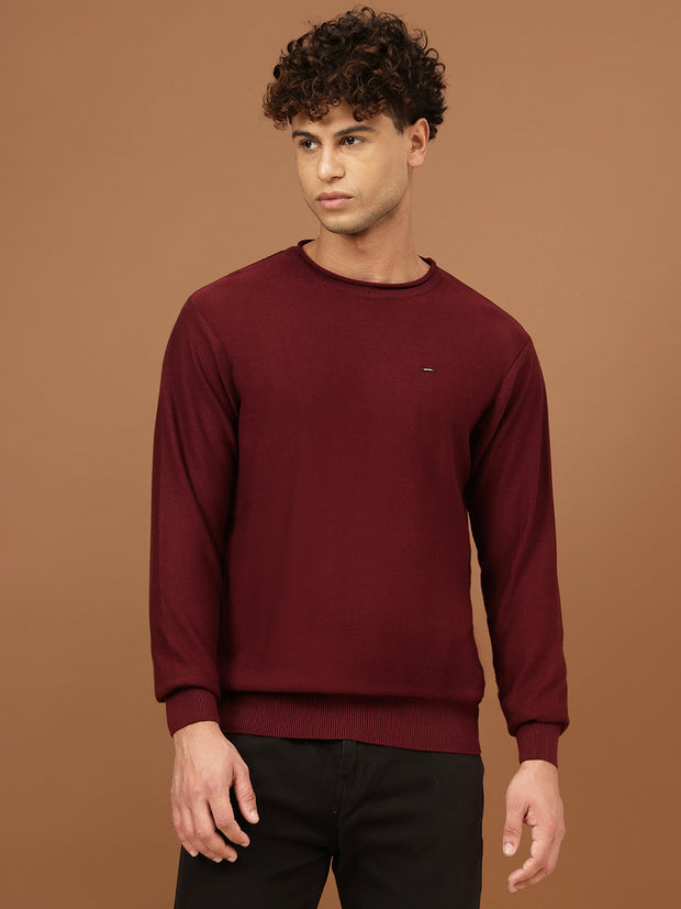 Richlook Men Solid Round Neck Sweater