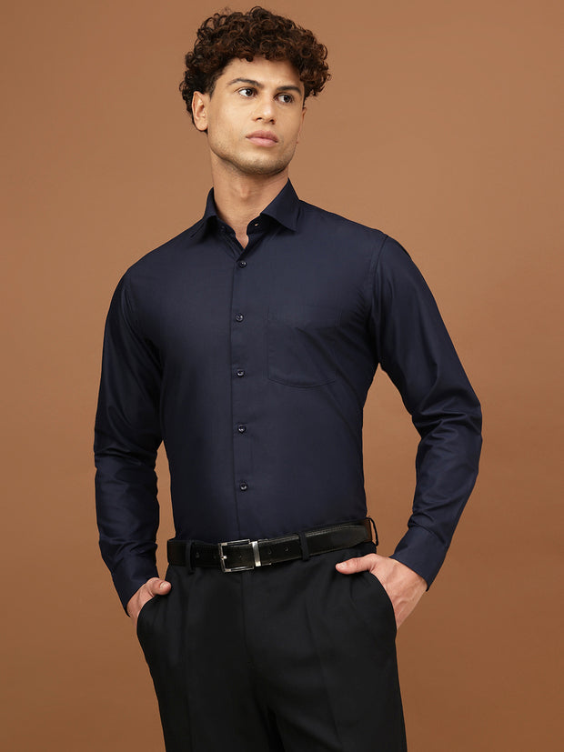 Richlook Men Navy Full Sleeve Formal Shirts