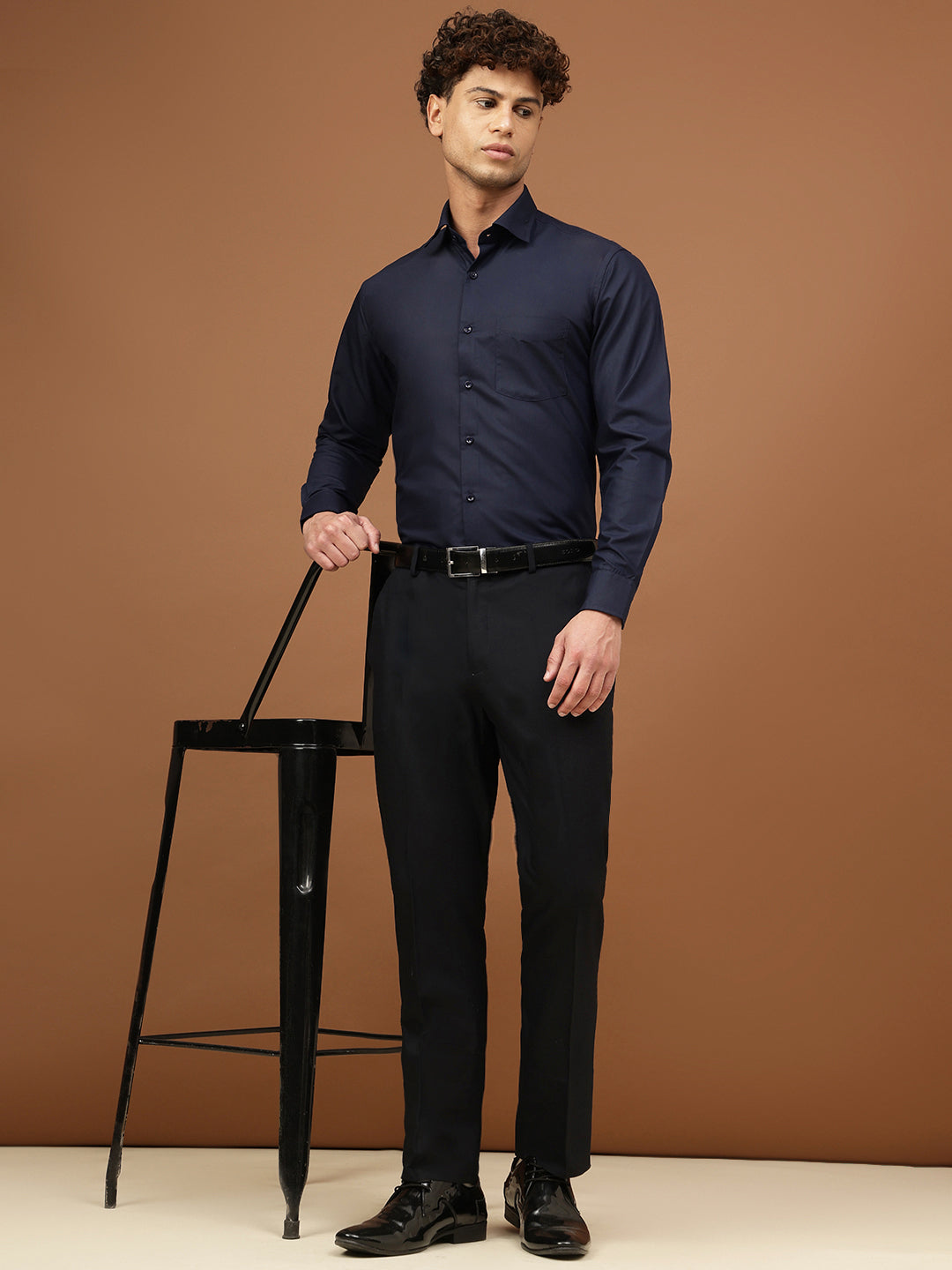 Richlook Men Navy Full Sleeve Formal Shirts