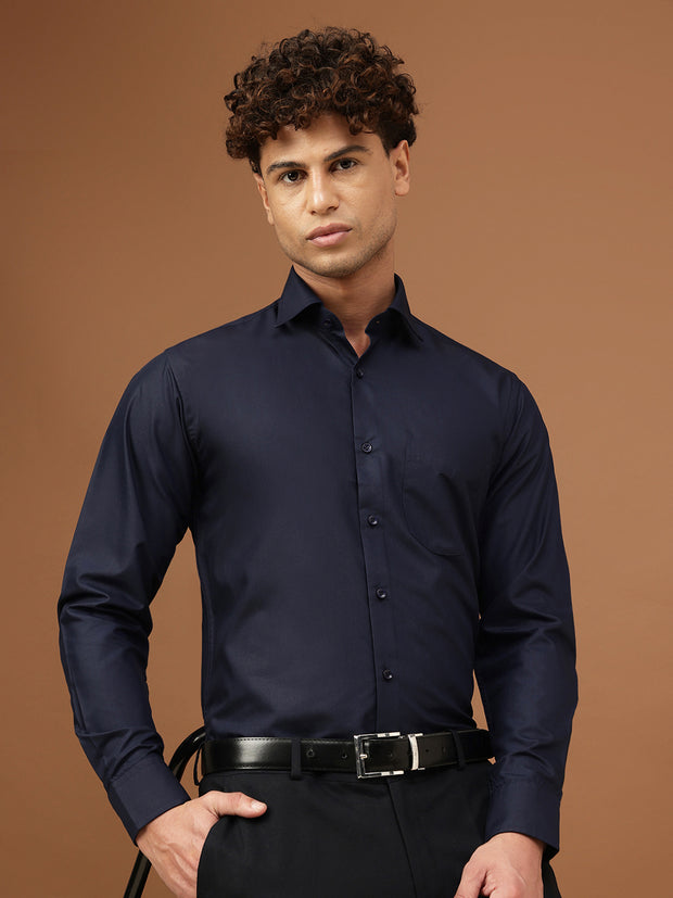 Richlook Men Navy Full Sleeve Formal Shirts