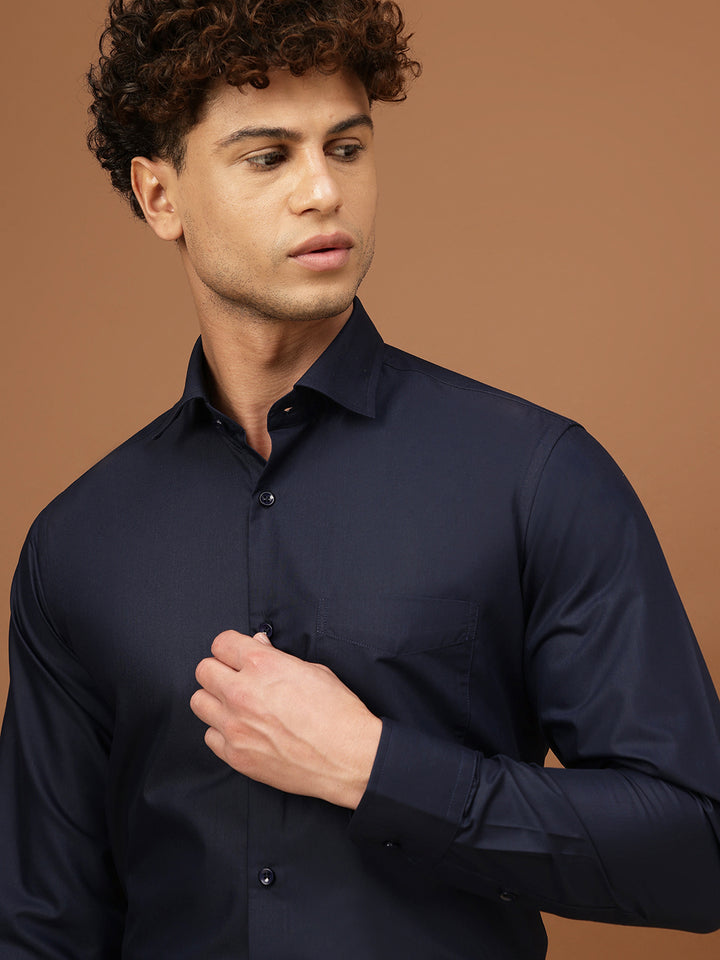 Richlook Men Navy Full Sleeve Formal Shirts