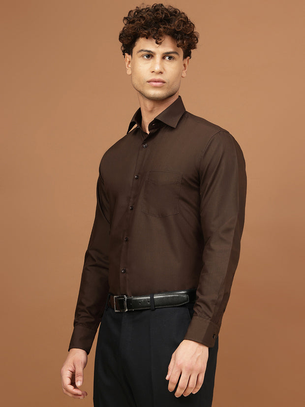 Richlook Men Brown Full Sleeve Formal Shirts