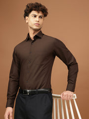 Richlook Men Brown Full Sleeve Formal Shirts