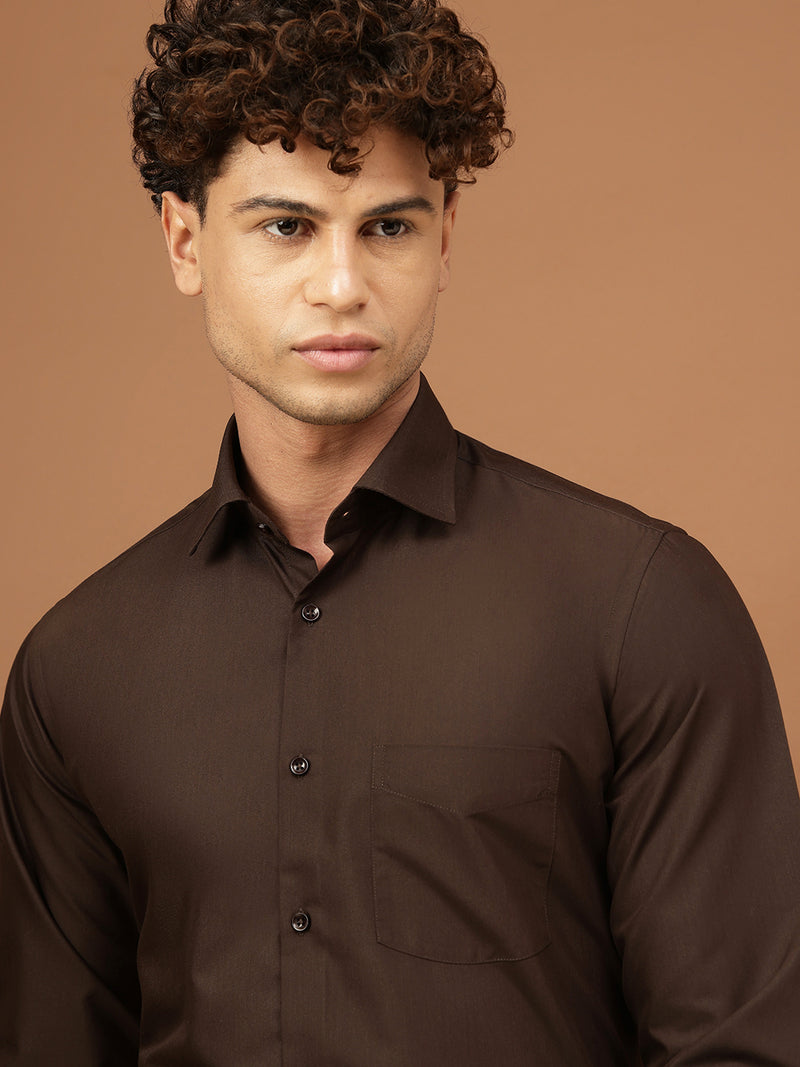 Richlook Men Brown Full Sleeve Formal Shirts