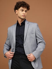 Richlook Men Sky Melange Smart Fit Blazer