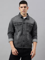 Richlook Men Grey Denim Jacket