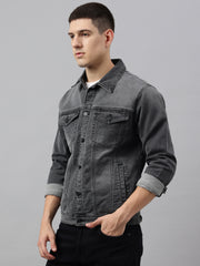 Richlook Men Grey Denim Jacket