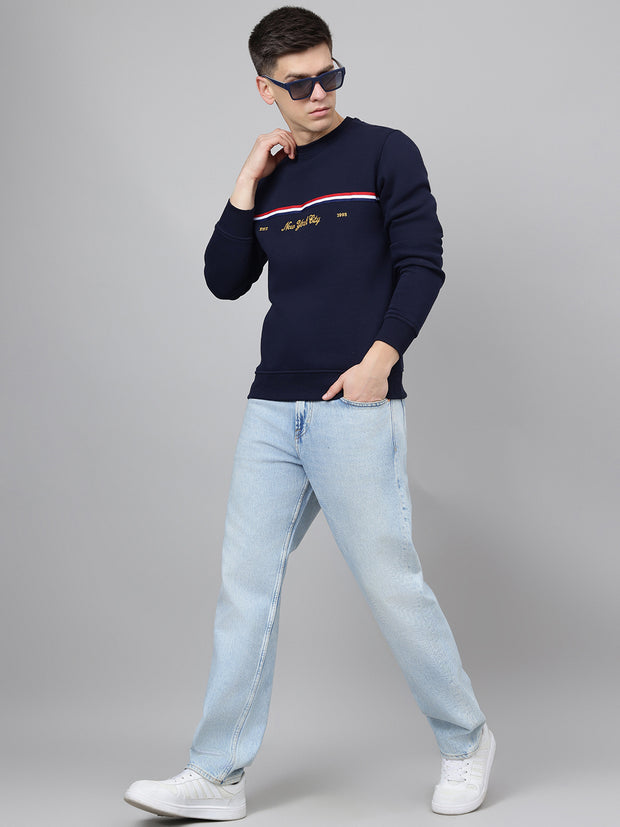 Richlook Regular Fit Navy Sweatshirt for Men's