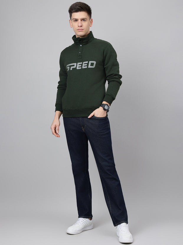 Richlook Regular Fit Olive Sweatshirt for Men's