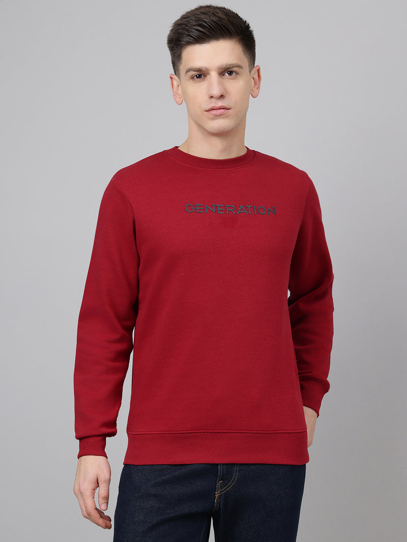 Richlook Men Regular Fit Red Sweatshirt