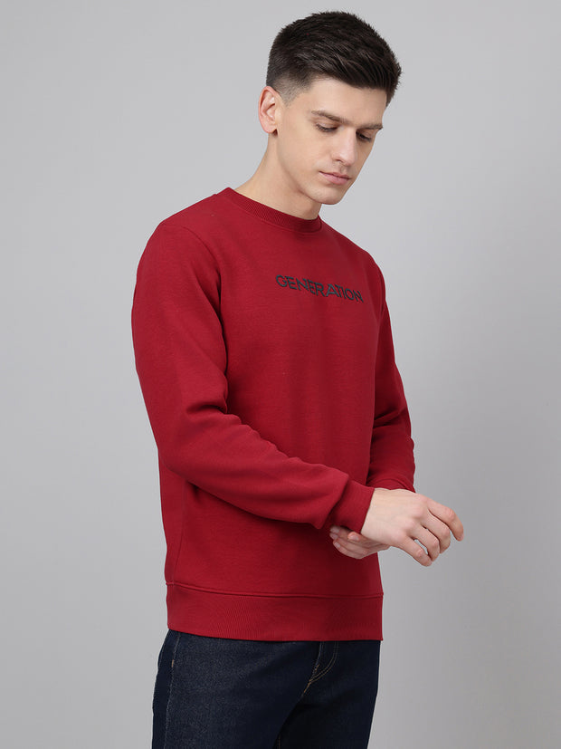 Richlook Men Regular Fit Red Sweatshirt