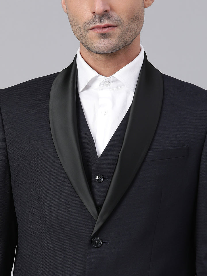 Men Navy 3 Piece Solid Formal Suit