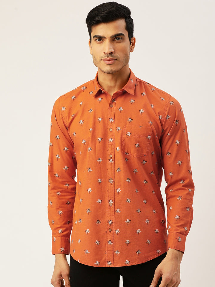 Orange Slim Fit Casual Shirt