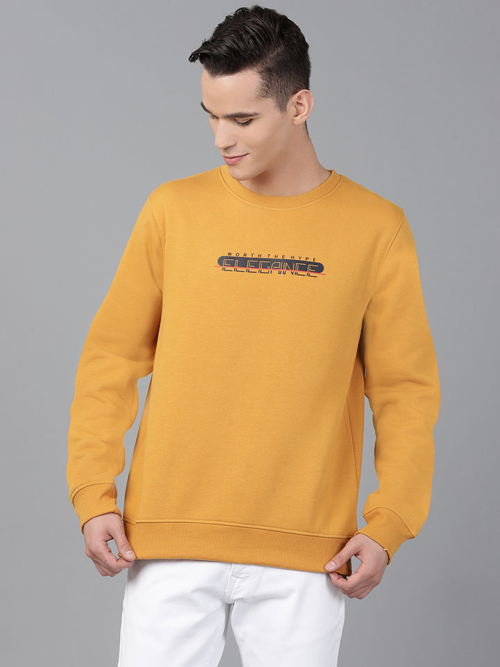 Men Mustard Regular Fit Crew Neck Sweat Shirt