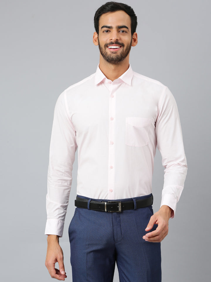 Men Pink Regular Fit Solid Formal Shirt