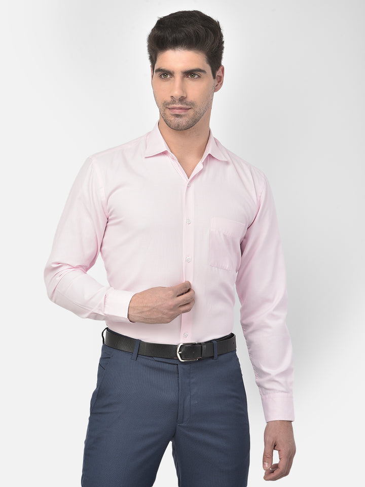 Men Pink Regular Fit Solid Formal Shirt