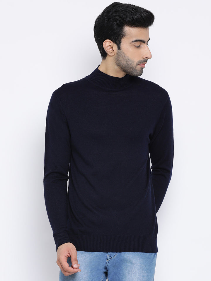 Navy Round Neck Casual Sweater