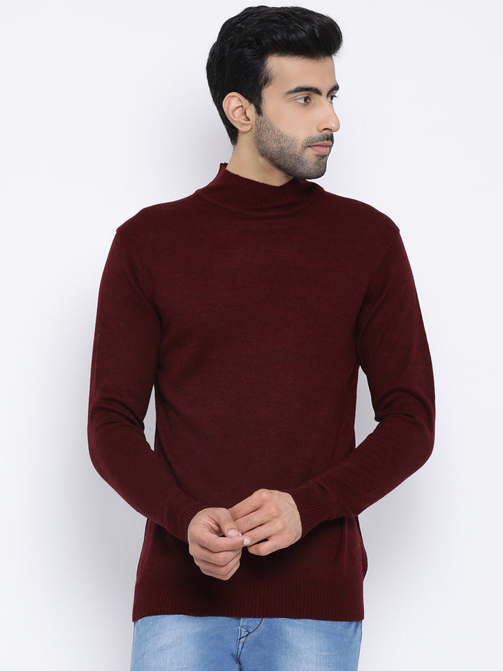 Wine Round Neck Casual Sweater