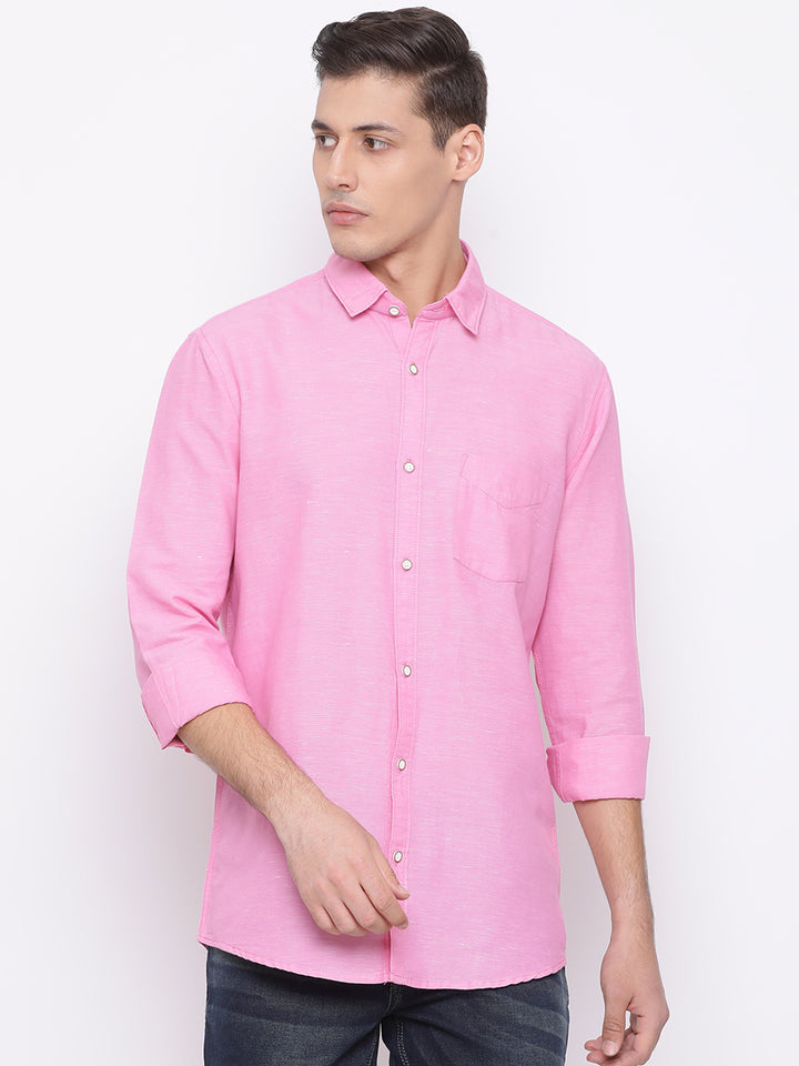 Pink Slim Fit Casual Shirt