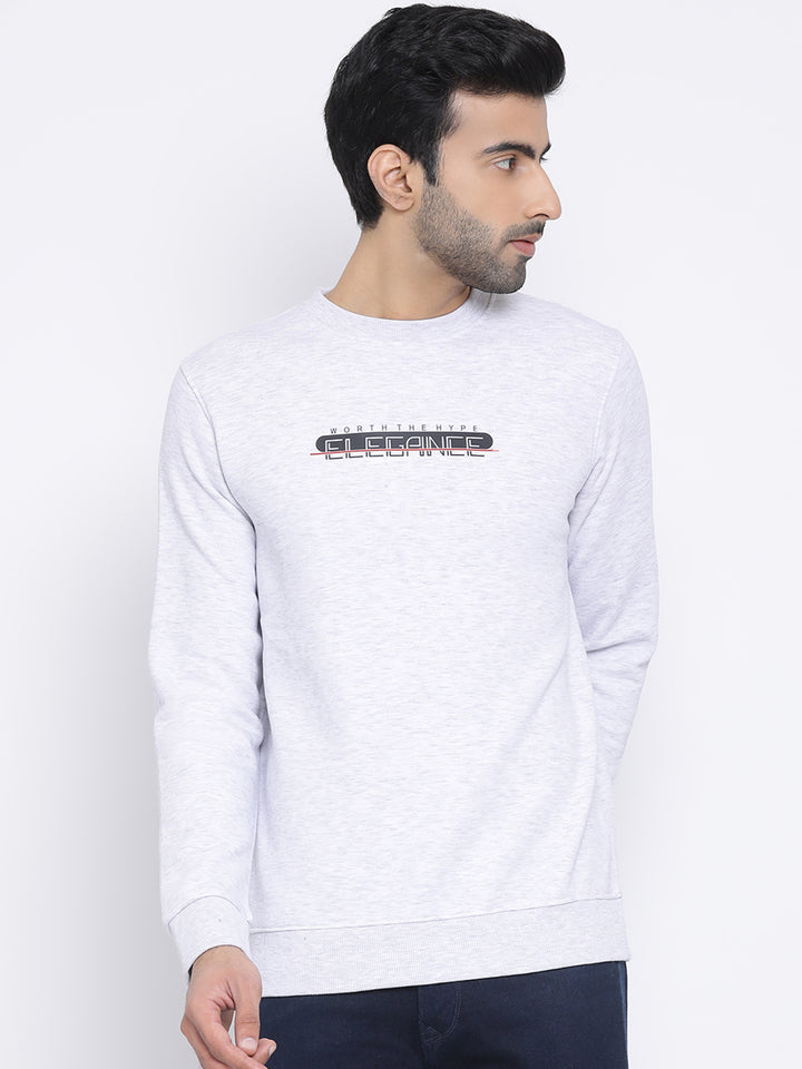 Men Melange Regular Fit Crew Neck Sweat Shirt