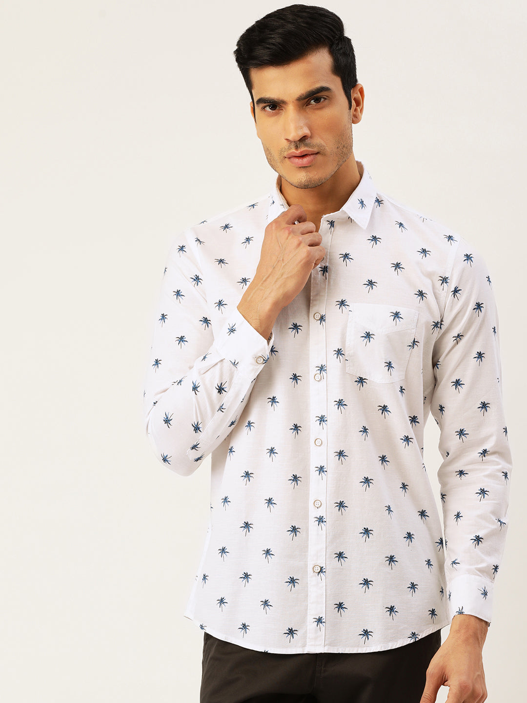 White Slim Fit Casual Shirt