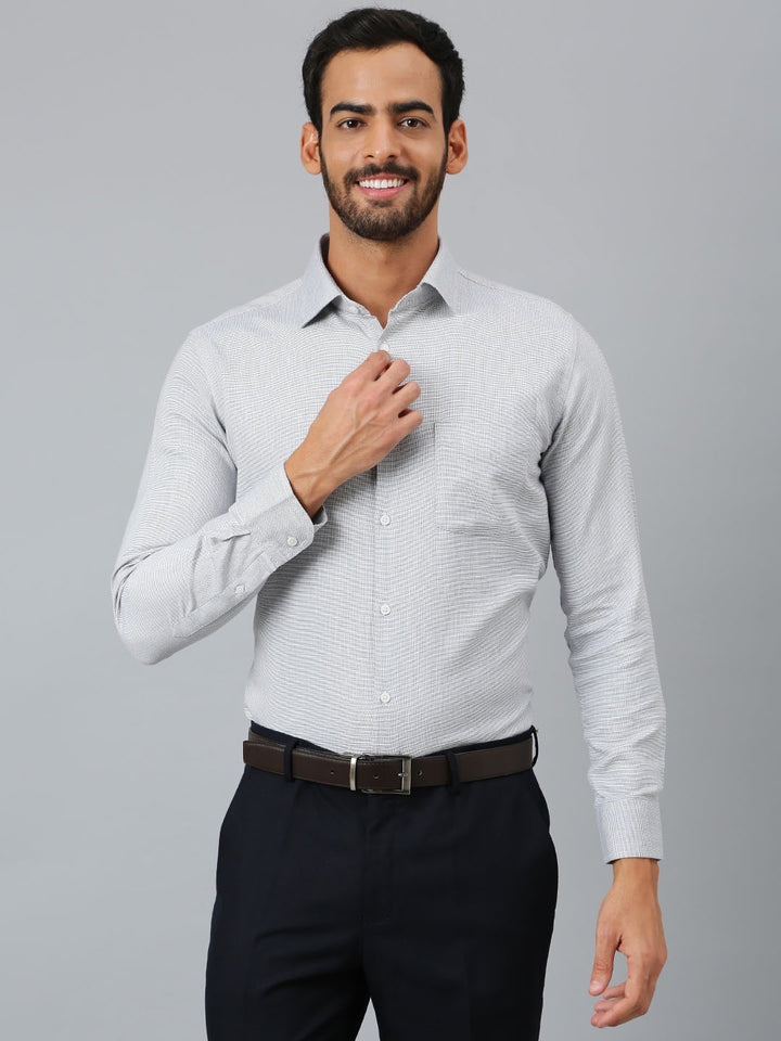 Men Grey Regular Fit Solid Formal Shirt