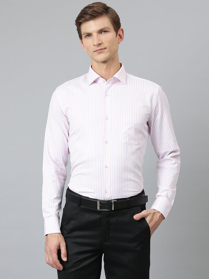 Men Pink Regular Fit Solid Formal Shirt