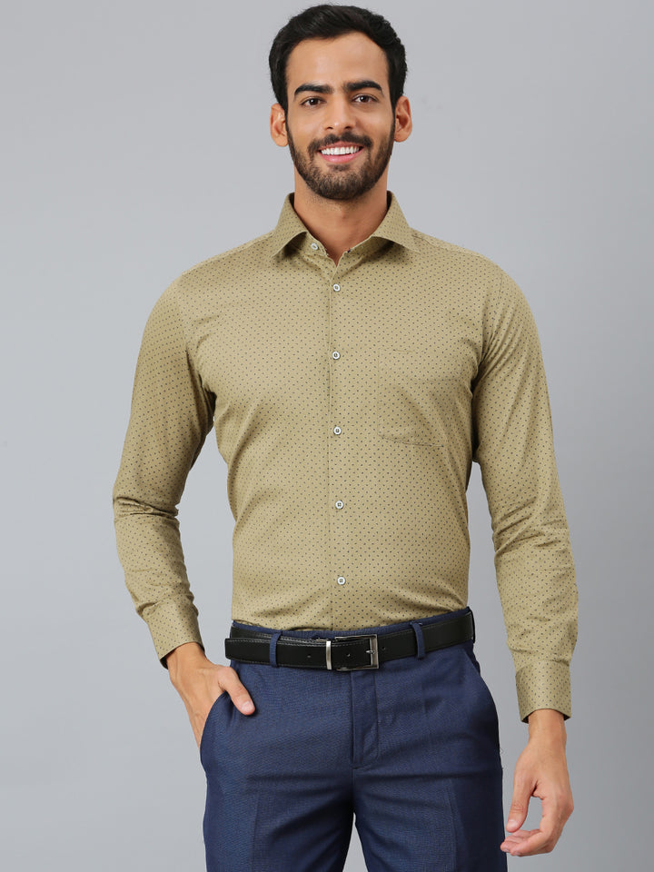 Men Khaki Slim Fit Solid Club Wear Shirt