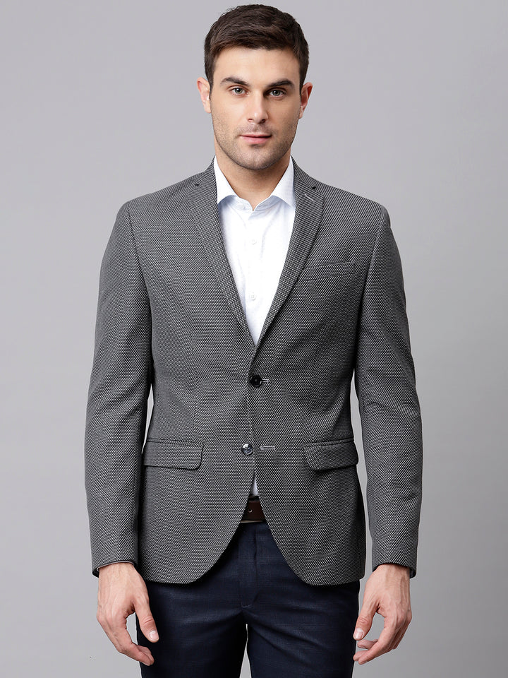 Men Grey Regular Fit Solid Formal Blazer