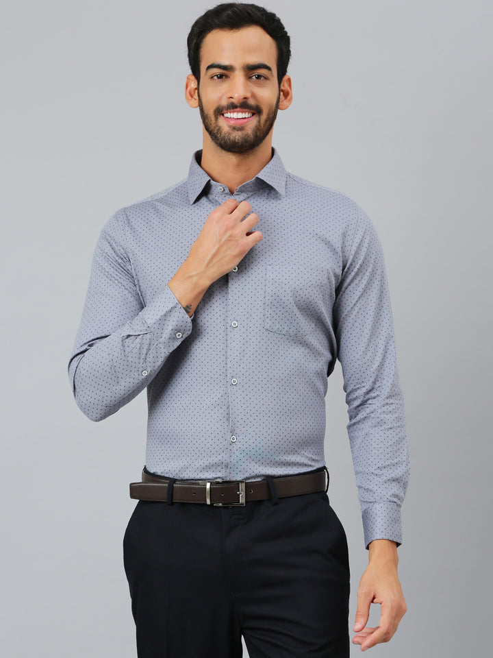 Men Grey Slim Fit Solid Club Wear Shirt