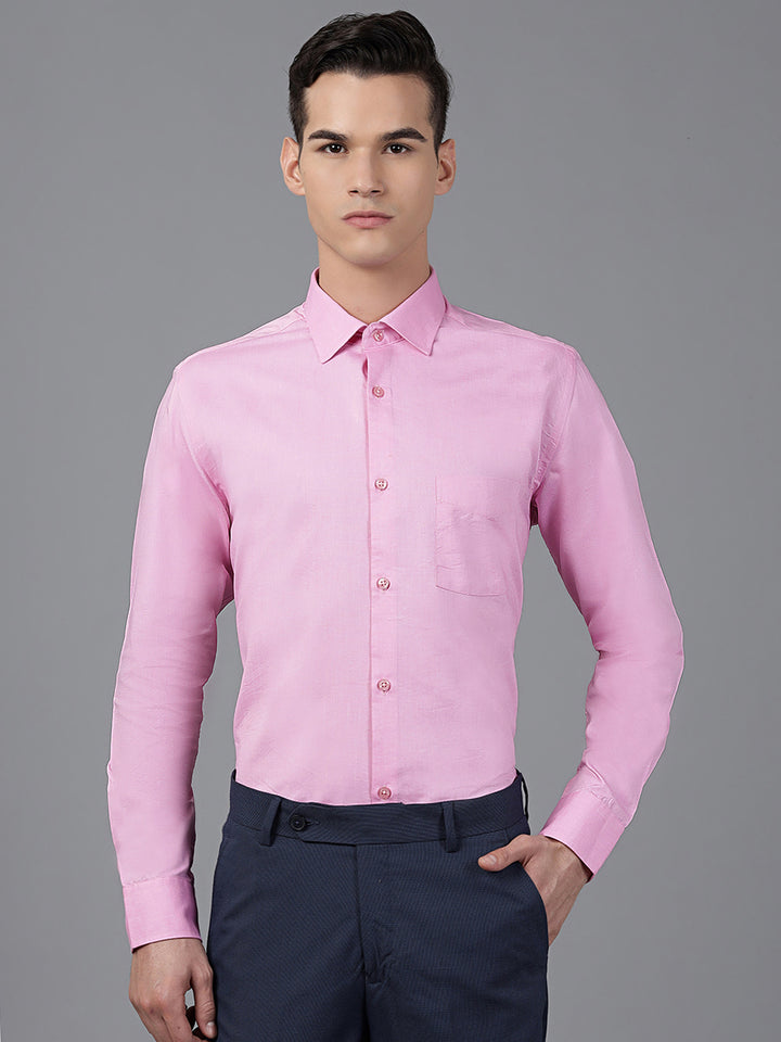 Men Pink Regular Fit Solid Formal Shirt