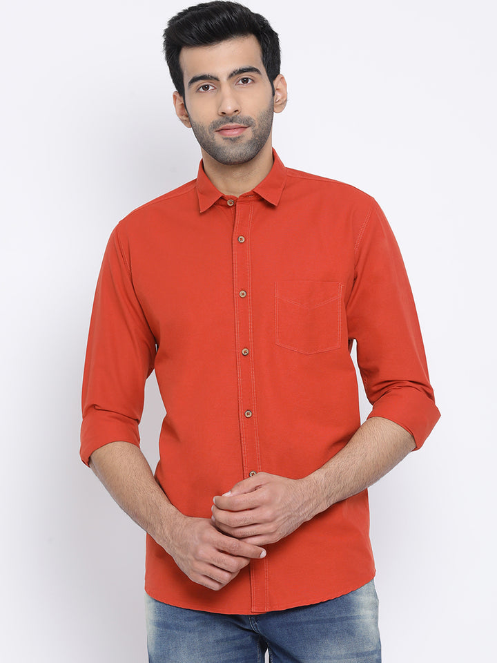 Rust Slim Fit Casual Shirt