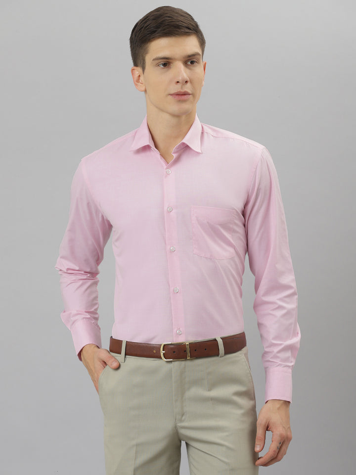 Men Pink Regular Fit Solid Formal Shirt