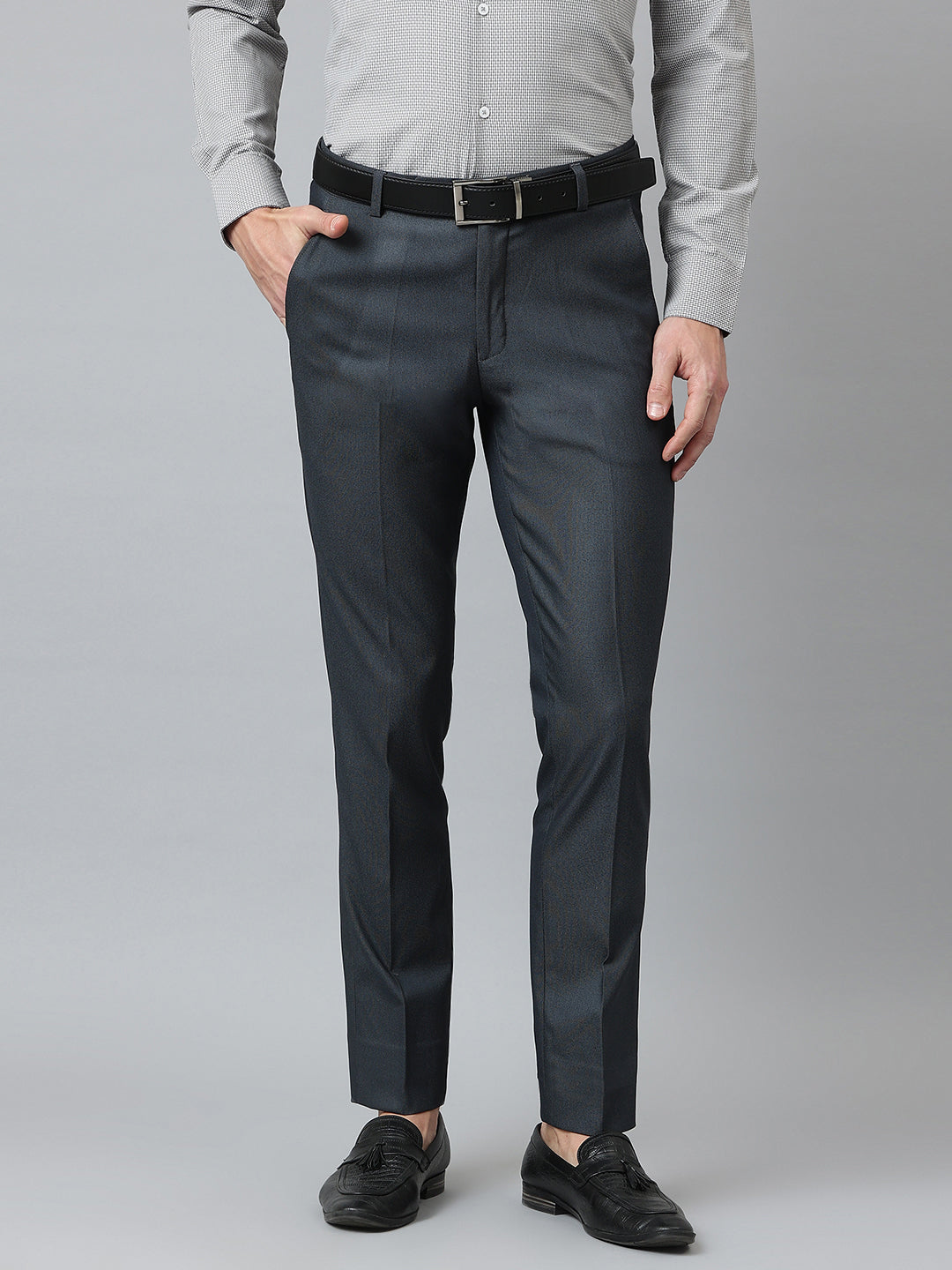 MEN'S LT GREY SOLID TAPERED FIT TROUSER – JDC Store Online Shopping