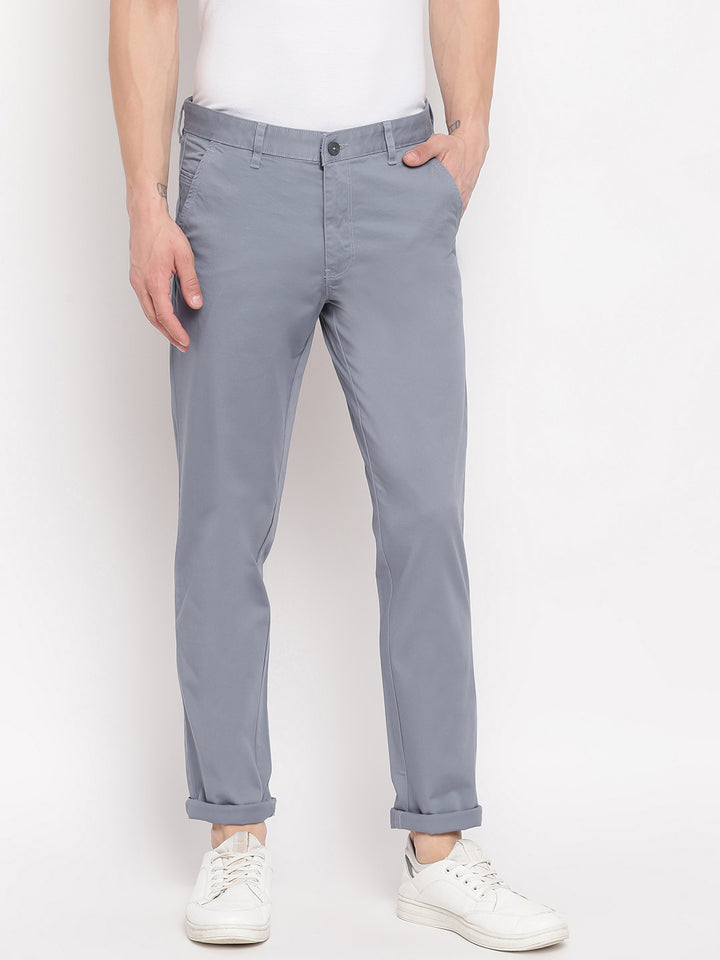 Men Light Blue Casual Slim Fit Trouser