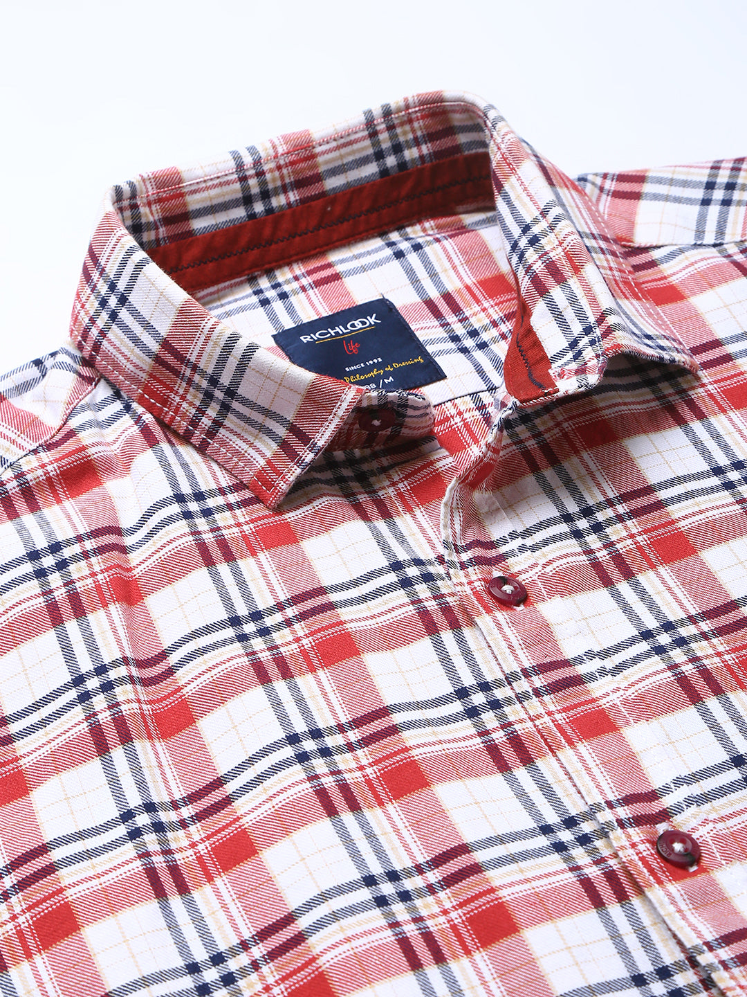 Men Red Slim Fit Checkered Casual Shirt