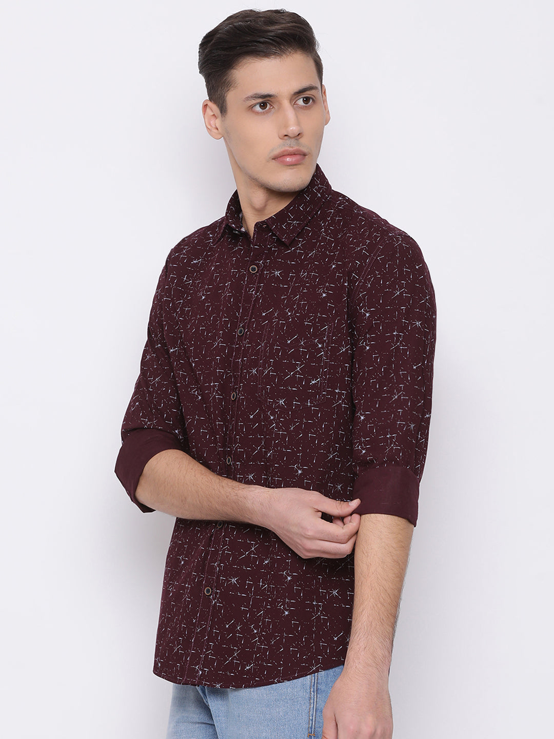 Wine Slim Fit Casual Shirt