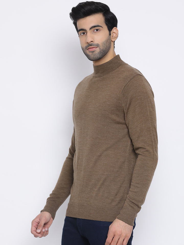 Brown Round Neck Casual Sweater