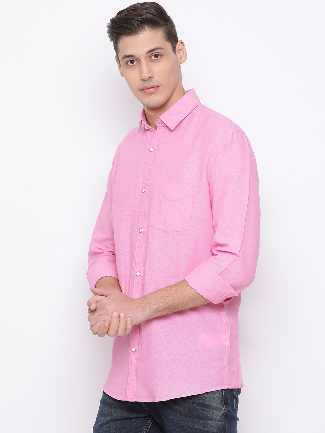 Pink Slim Fit Casual Shirt