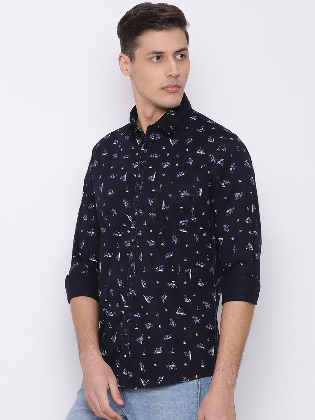 Navy Slim Fit Casual Shirt