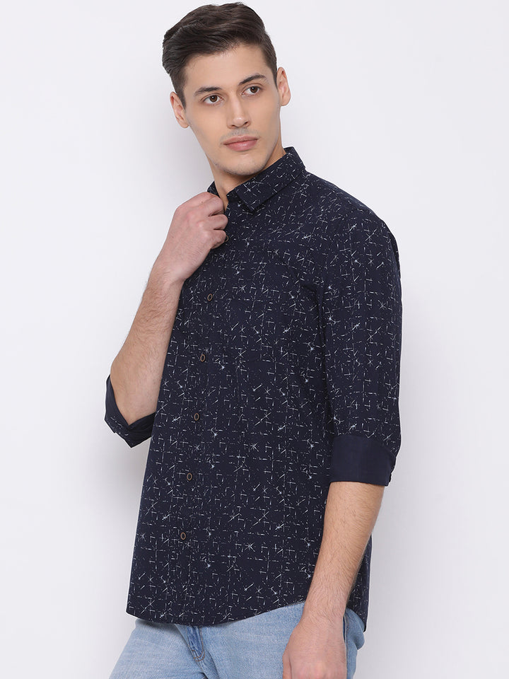 Navy Slim Fit Casual Shirt